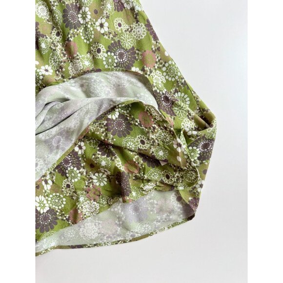 Aritzia WILFRED Bellow Green Floral Crepe Gathered Bust Midi Slip Dress, Size 2 - Picture 8 of 15
